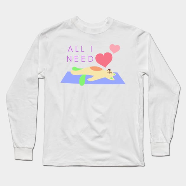 All I need is love yoga and a cat to spend my day Long Sleeve T-Shirt by amithachapa